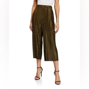 NWT Alice + Olivia Elba Metallic Plisse Wide Leg Ankle Culotte Pants Size Large